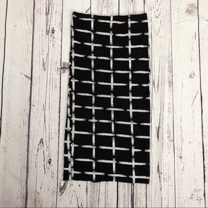 Black Midi Skirt w/ White Stripes